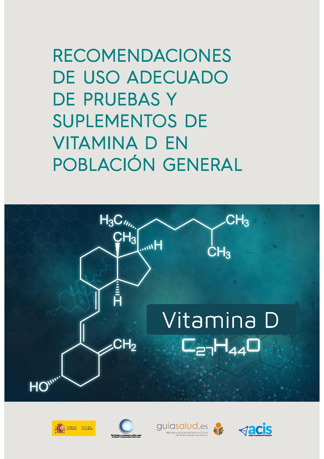 Imagen de portada del libro Recomendaciones de uso adecuado de pruebas y suplementos de vitamina D en población general