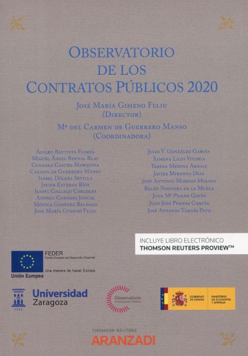 Imagen de portada del libro Observatorio de los contratos públicos 2020