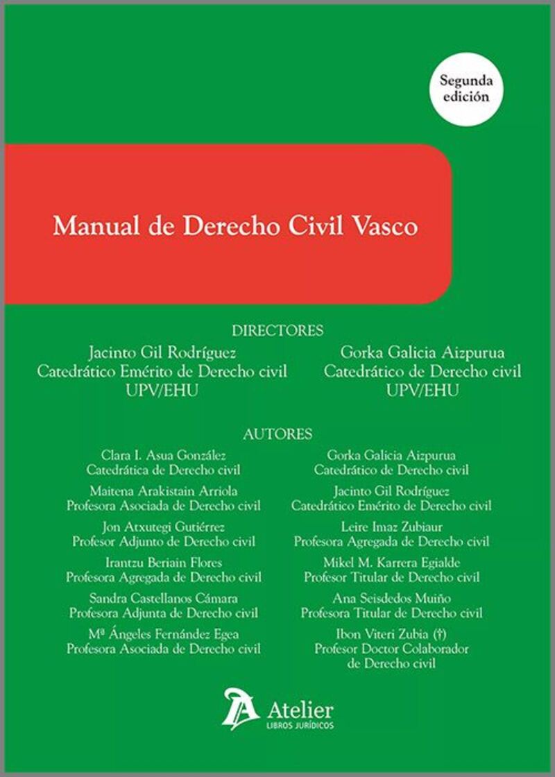 Imagen de portada del libro Manual de Derecho Civil Vasco