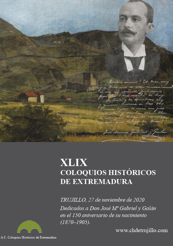 Imagen de portada del libro XLIX Coloquios Históricos de Extremadura. Dedicados a don José M.ª Gabriel y Galán en el 150 aniversario de su nacimiento (1870-1905)