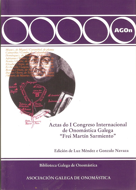 Imagen de portada del libro Actas do I Congreso Internacional de Onomástica Galega "Frei Martín Sarmiento"