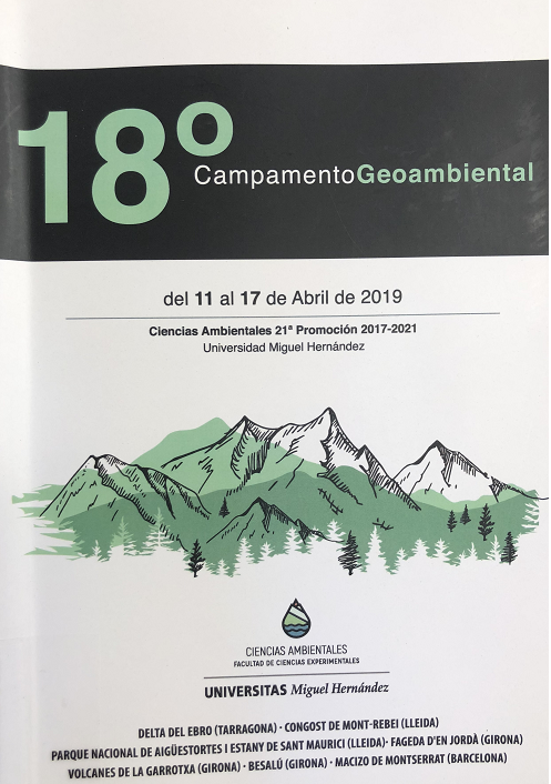 Imagen de portada del libro 18ª Campamento Geoambiental : del 11 al 17 de abril de 2019 : Ciencias Ambientales, 21 promoción (2017-2021) : libro guía