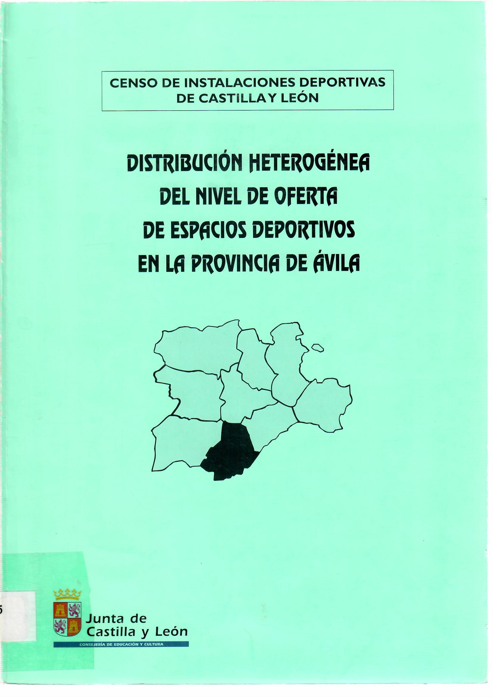 Imagen de portada del libro Distribución heterogénea del nivel de oferta de espacios deportivos en la provincia de Ávila