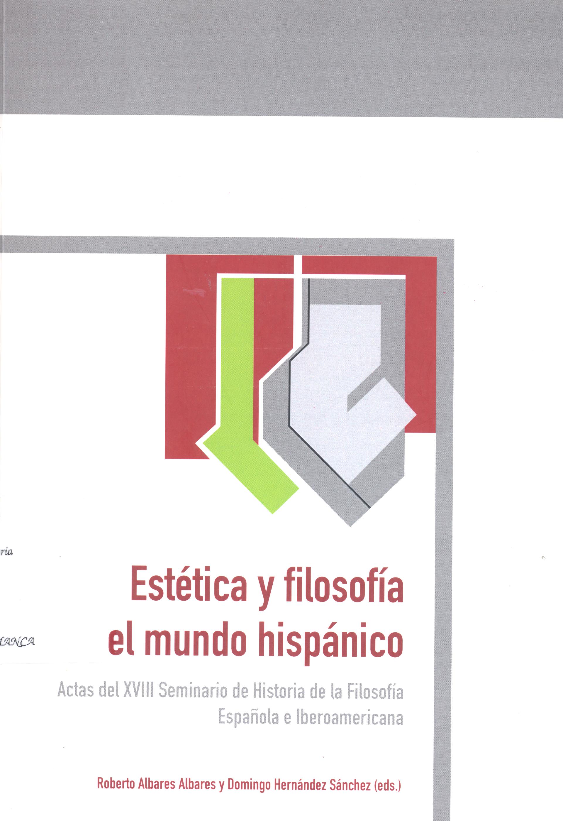 Imagen de portada del libro Estética y filosofía en el mundo hispánico
