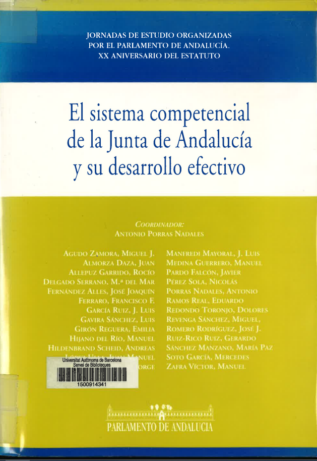 Imagen de portada del libro El Sistema competencial de la Junta de Andalucía y su desarrollo efectivo