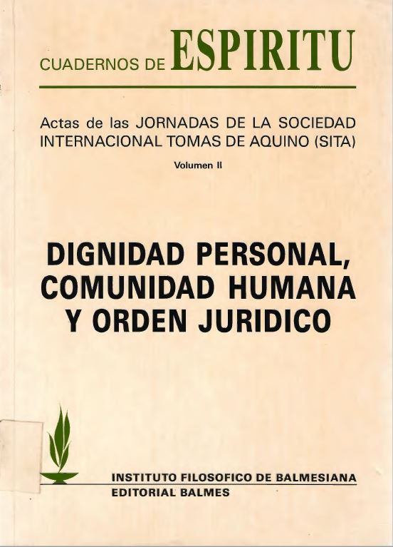Imagen de portada del libro Dignidad personal, comunidad humana y orden jurídico