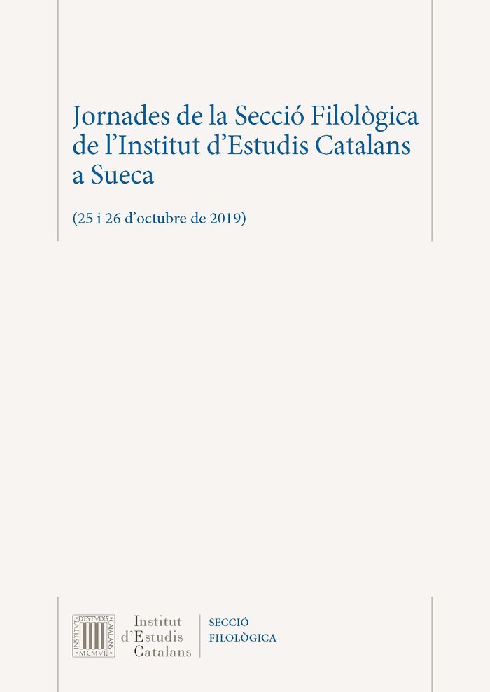 Imagen de portada del libro Jornades de la Secció Filològica de l'Institut d'Estudis Catalans a Sueca