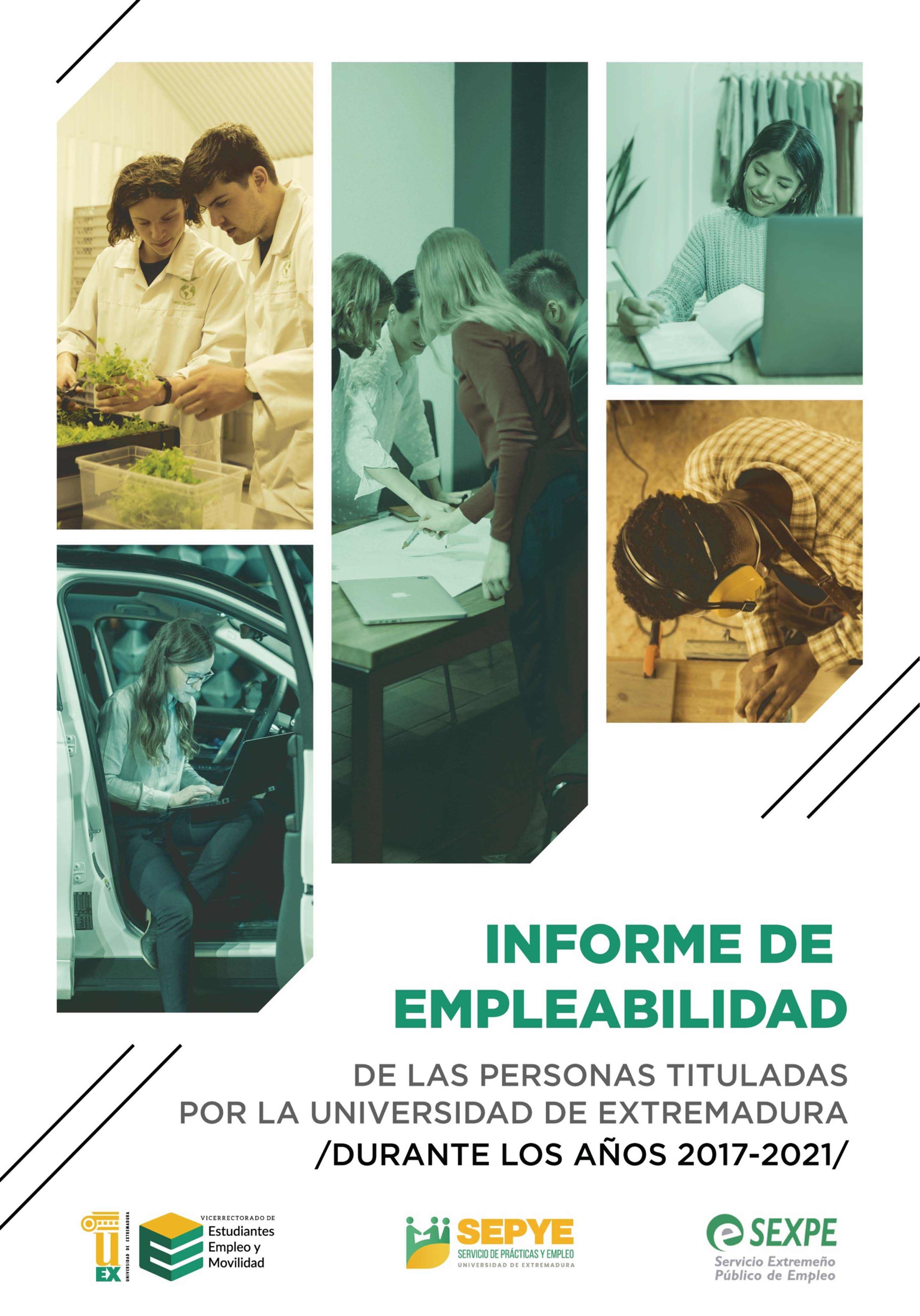 Imagen de portada del libro Informe de empleabilidad de las personas tituladas por la Universidad de Extremadura durante los años 2017-2021