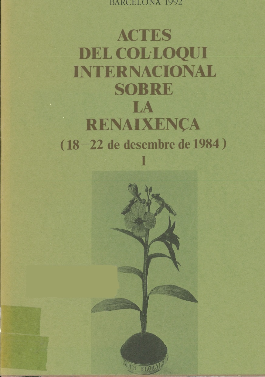 Imagen de portada del libro Actes del Col·loqui Internacional sobre la Renaixença