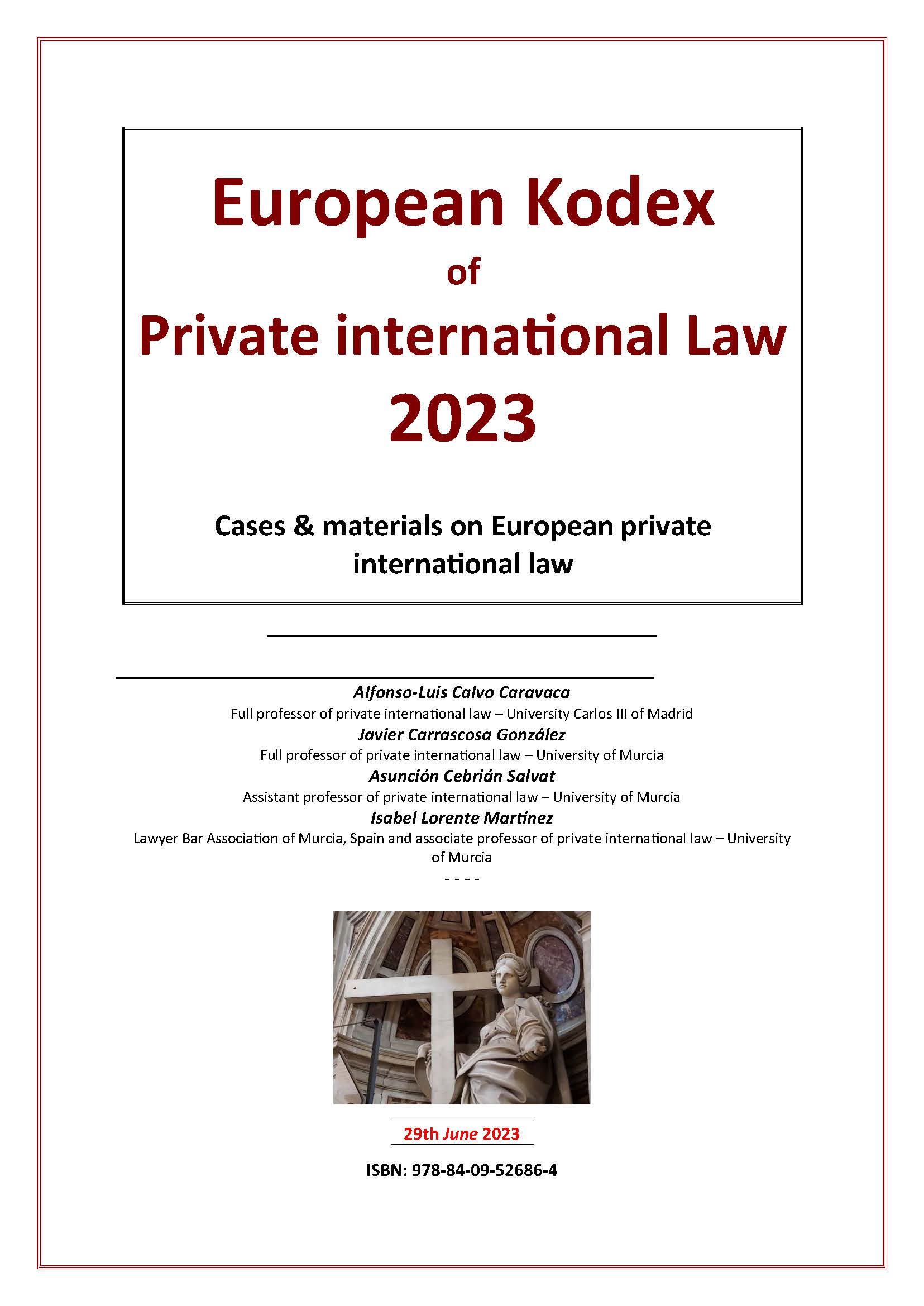 Imagen de portada del libro European Kodex of Private international Law