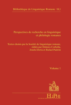 Imagen de portada del libro Perspectives de recherche en linguistique et philologie romanes