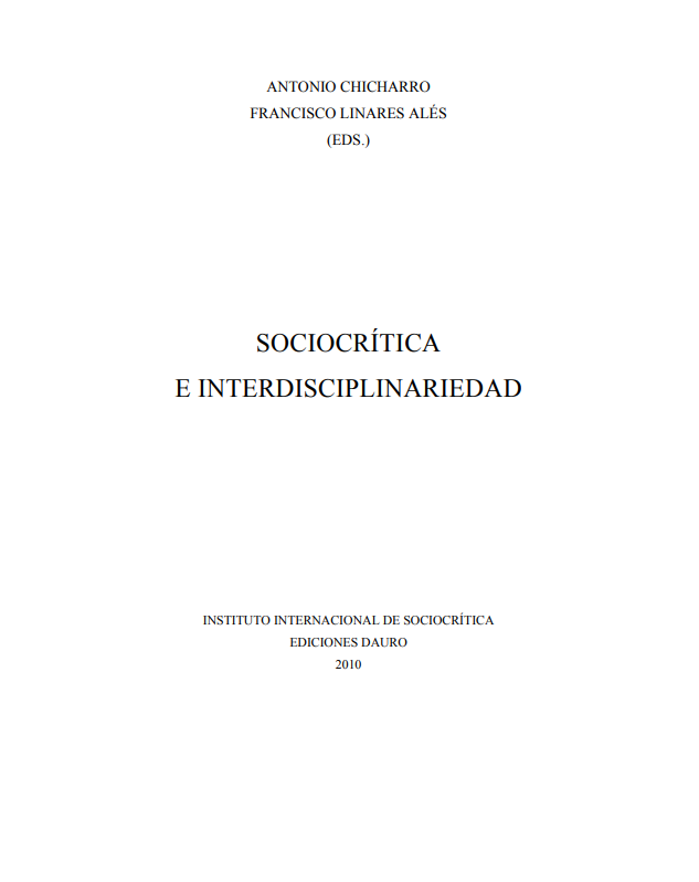 Imagen de portada del libro Sociocrítica e interdisciplinariedad
