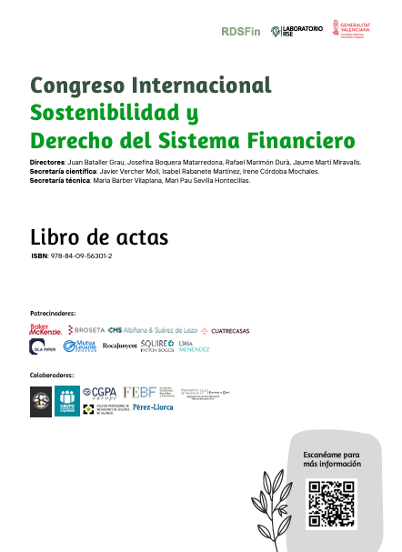 Imagen de portada del libro Libro de actas del Congreso Internacional Sostenibilidad y Derecho del Sistema Financiero