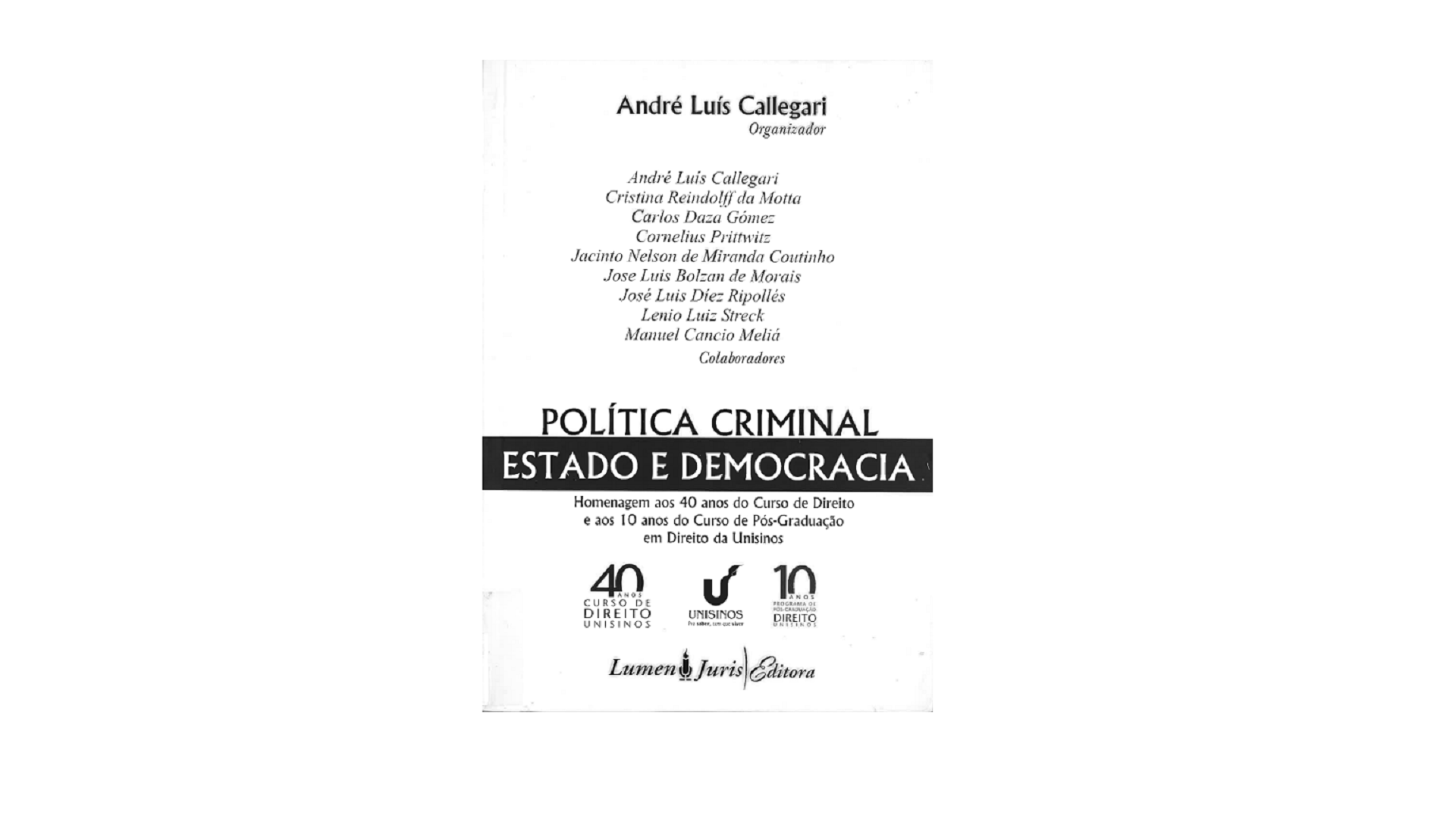 Imagen de portada del libro Política criminal estado e democracia