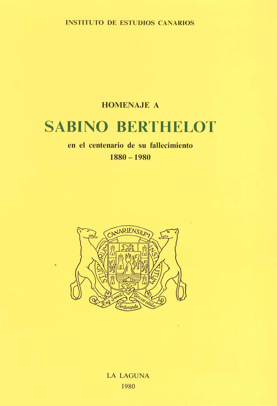 Imagen de portada del libro Homenaje a Sabino Berthelot en el centenario de su fallecimiento