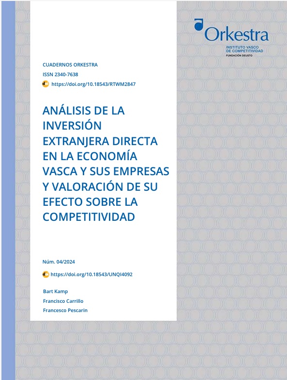 Imagen de portada del libro Análisis de la inversión extranjera directa en la economía vasca y sus empresas y valoración de su efecto sobre la competitividad