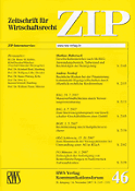 Imagen de portada de la revista ZIP :  Zeitschrift für Wirtschaftsrecht