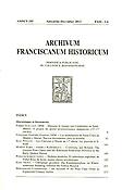 Imagen de portada de la revista Archivum Franciscanum Historicum