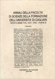 Imagen de portada de la revista Annali della Facoltá di Scienze della Formazione dell'Universitá di Cagliari