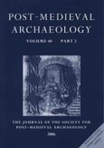 Imagen de portada de la revista Post-medieval archaeology