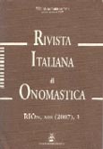 Imagen de portada de la revista Rivista italiana di onomastica