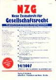 Imagen de portada de la revista Neue Zeitschrift für Gesellschaftsrecht