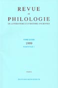 Imagen de portada de la revista Revue de philologie, de litterature et d'histoire anciennes