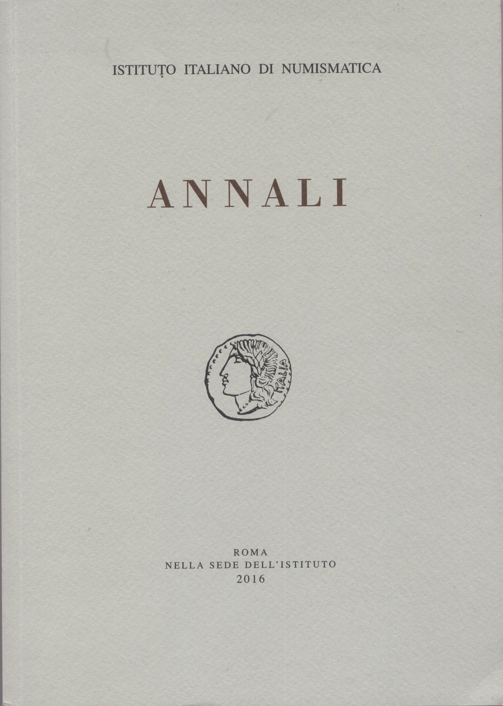 Imagen de portada de la revista Annali (Istituto Italiano di Numismatica)