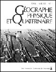 Imagen de portada de la revista Géographie physique et quaternaire