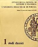Imagen de portada de la revista Annali della Facoltá di Lettere e Filosofia. 1. Studi classici